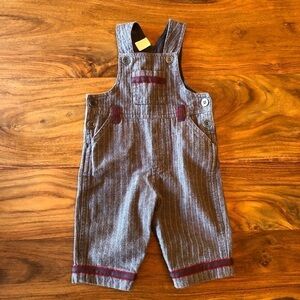 Grey, Red & White Herringbone Overalls with Red & Blue Details